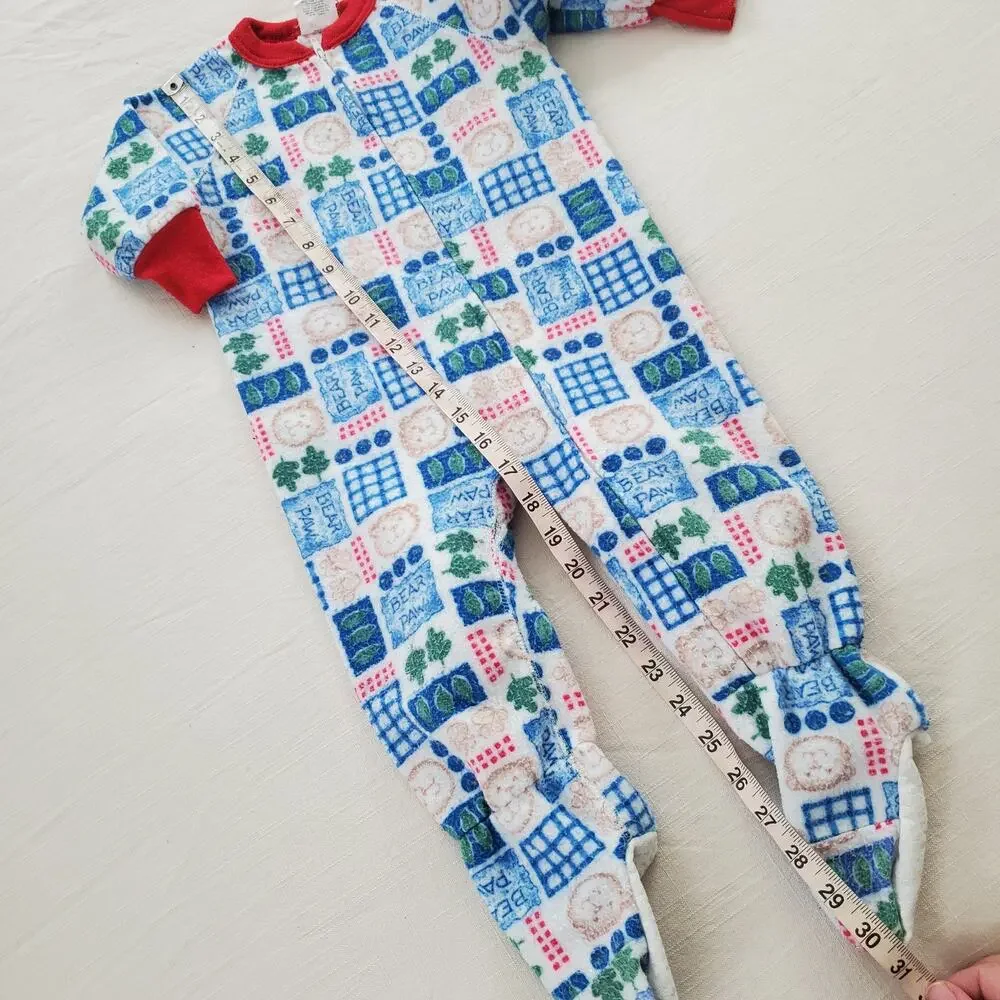 Vintage Bear Winter Footed PJs 2t - Picture 5 of 6